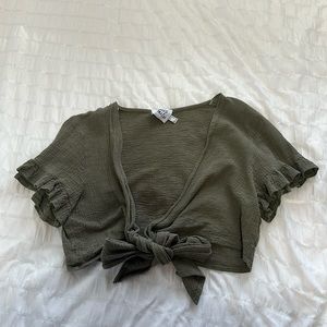 Princess Polly Green Tie Front Top